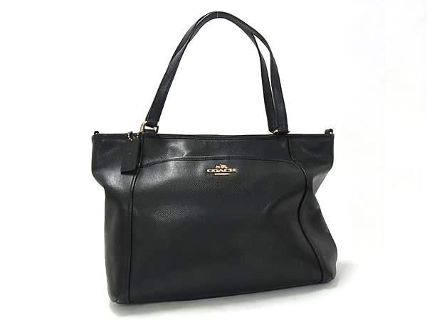 1円 ■美品■ COACH コーチ F34497 レザー ハンドバッグ トートバッグ ショルダーバッグ レディース ブラック系 BQ2175拍卖