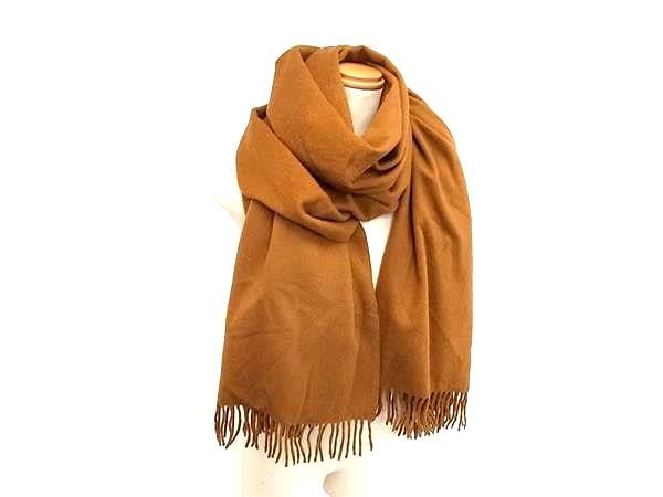 1円 ■極美品■ AGNONA アニオナ ビクーニャ100% フリンジ マフラー ストール ショール 防寒具 ブラウン系 FI8687拍卖