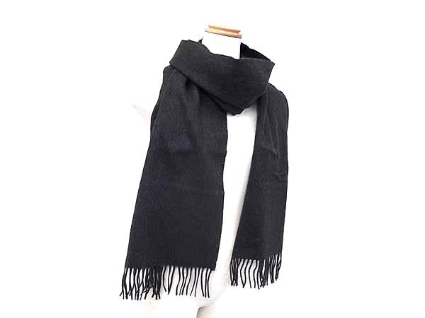 1円 ■新品■未使用■ Johnstons ジョンストンズ カシミヤ100% フリンジ マフラー ストール 防寒具 チャコールグレー系 FI8665拍卖