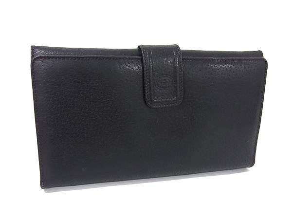 1円 GUCCI オールドグッチ ヴィンテージ レザー がま口 二つ折り 長財布 ウォレット 小銭入れ 札入れ レディース ブラック系 FP8086拍卖