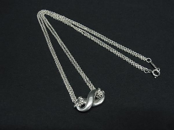 1円 ■美品■ TIFFANY&Co ティファニー インフィニティ SV925 ダブルチェーン ネックレス ペンダント アクセサリー シルバー系 FR5707拍卖
