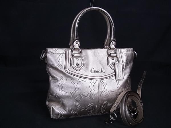 1円■美品■ COACH コーチ F23243 オプアート レザー 2WAY クロスボディ ハンドバッグ トート ショルダー シャンパンゴールド系 BQ1817拍卖