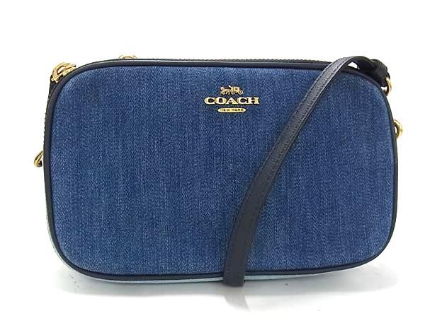 1円 ■美品■ COACH コーチ 68883 デニム クロスボディ ショルダーバッグ ポシェット レディース ブルー系 BQ1932拍卖