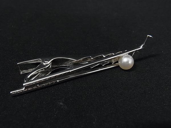 ■新品同様■ MIKIMOTO ミキモト 本真珠 アコヤ真珠 パール 約6mm SV925 ネクタイピン タイクリップ アクセサリー シルバー系 DK5236拍卖