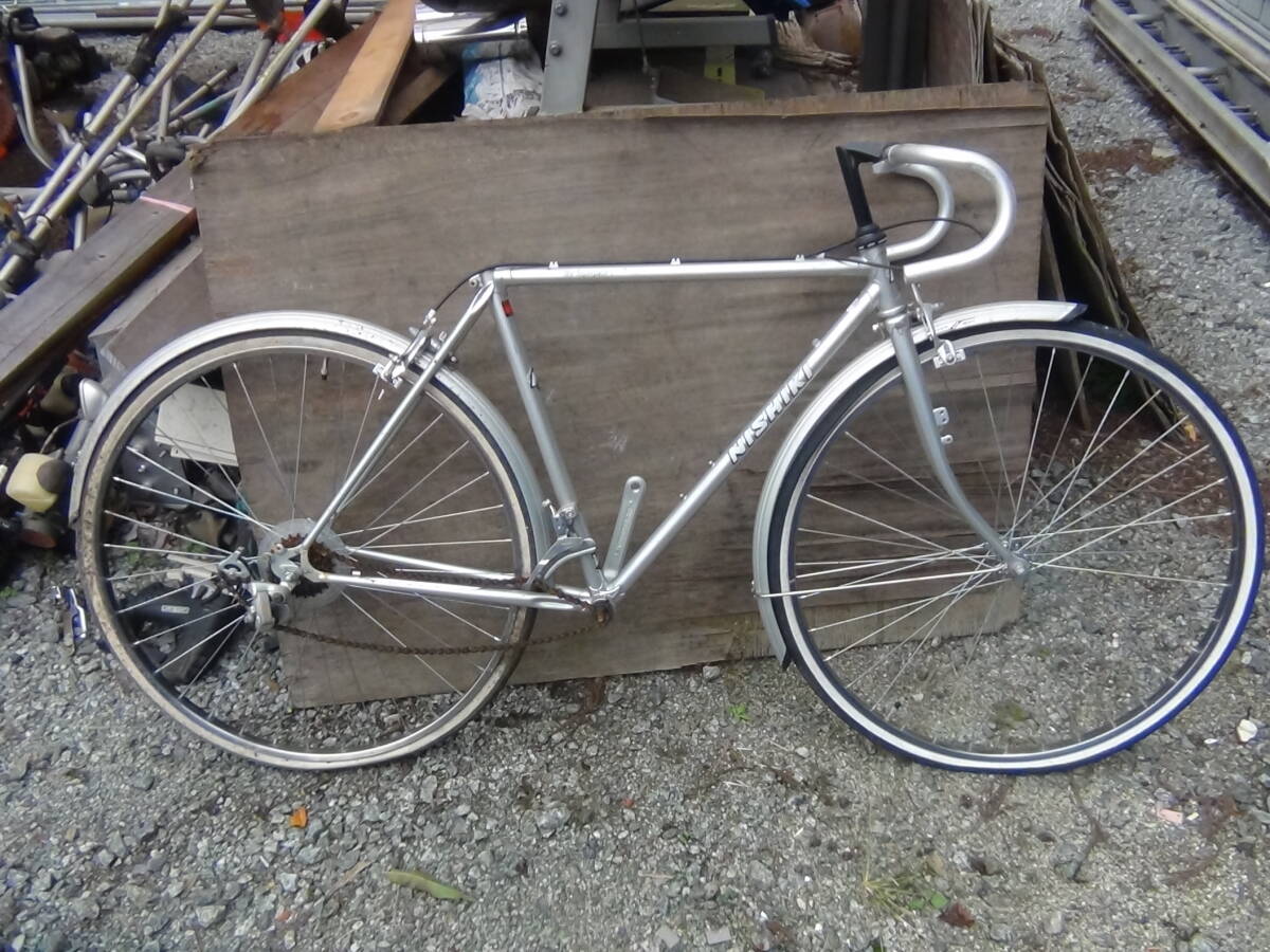 福島県発 中島村発 NISHIKI 自転車 クロモリパイプフレーム? 動作未チェック 中古品 現状品 ジャンク品 引き取り限定拍卖