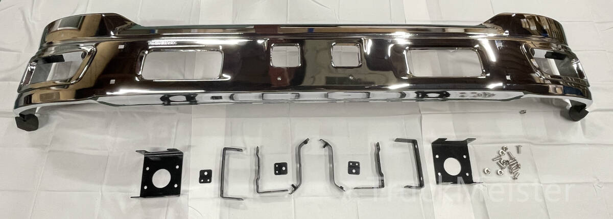 新品即納 いすゞ 07エルフ ワイドキャブ用 メッキ フロントバンパー ブラケット&メッキフォグカバー付 リップ一体型拍卖