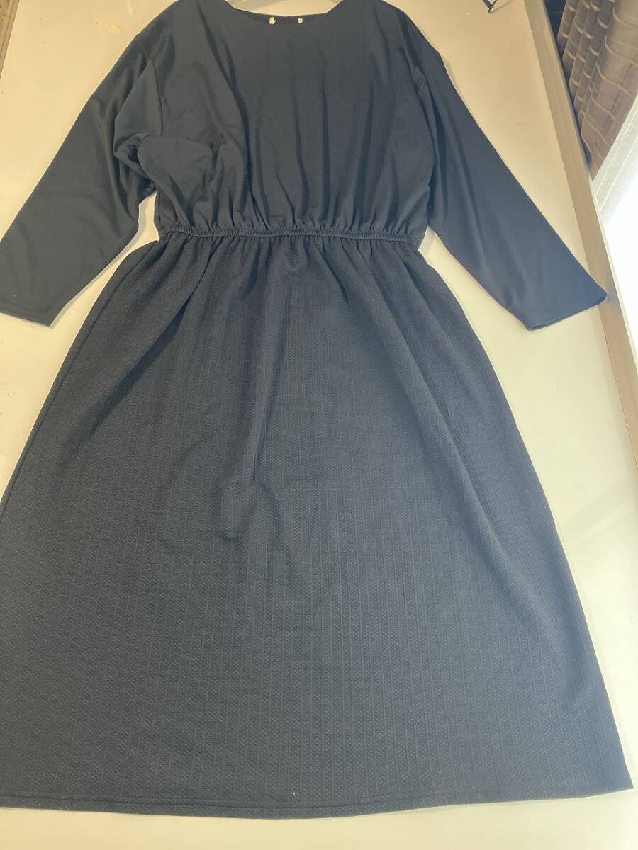 訳あり■大きいサイズ3L■ウエスト切替カットワンピース■ブラック拍卖