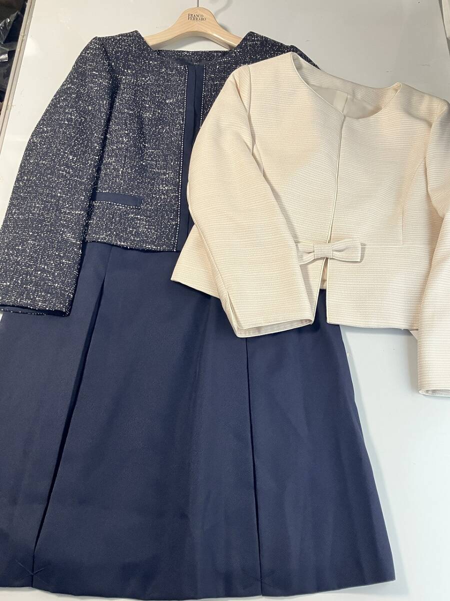 新品。■15号(3L)大きいサイズ■ジャケット2枚付きワンピースアンサンブル■ネイビー拍卖