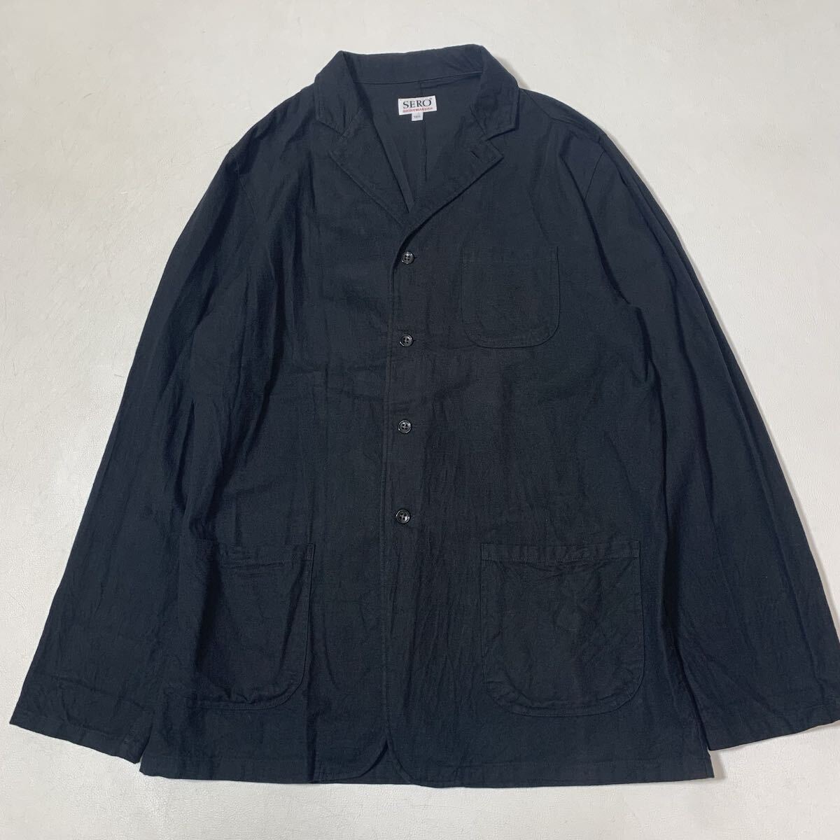 A セロ SERO コットン シャツジャケット 15 1/2 黒 ブラック メンズ 洗える 51020B拍卖