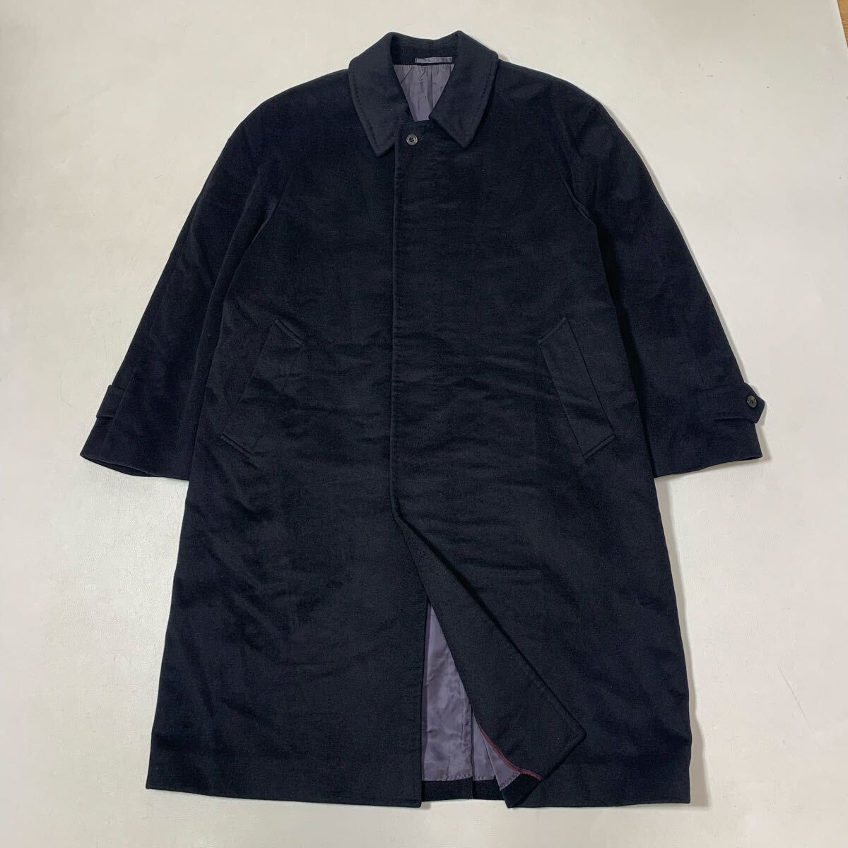 A 繊維の宝石 GRAND FACE MEN 希少サイズ3L グランドフェイス カシミヤ100 ステンカラーコート 黒 ブラック メンズ 高級 フジコウ 51020G拍卖