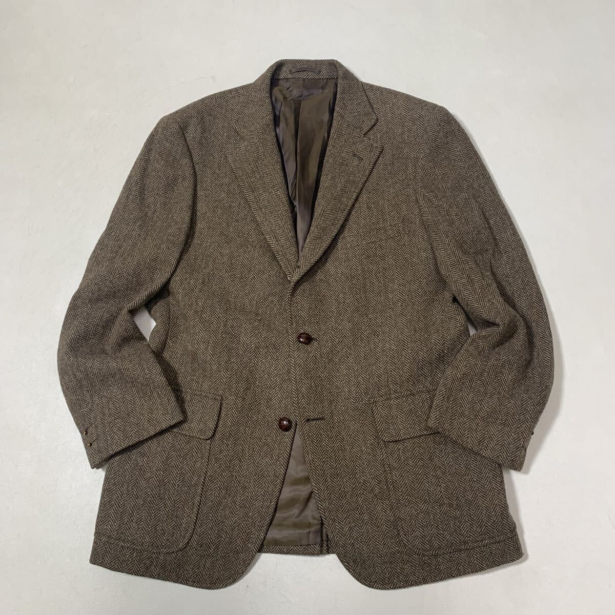 名作 J.PRESS AUTHENTIC MODEL ツイード テーラードジャケット 180cm YA7 くるみボタン 段返り3B ブラウン ジェイプレス メンズ 51031C拍卖