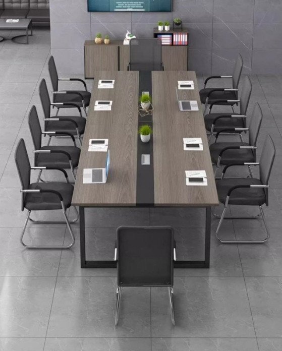 会議用テーブル ミーティングテーブル きい オフィスデスク パソコンデスク 長テーブル 事務机 大人数会議対応会議用テーブル 240x100x74cm拍卖