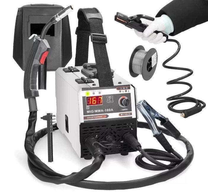 新品 ハイスペック! 100V半自動溶接機 家庭用/業務用 MIG-160A !MIG MMA 100V用 鉄 ステン アルミ MIG160A拍卖