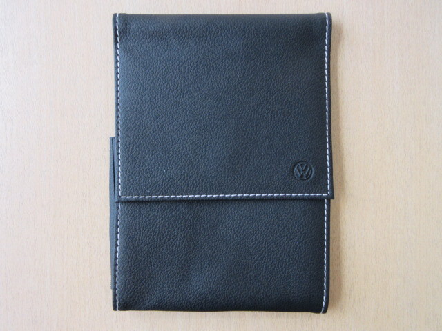 ★01792★VW フォルクスワーゲン 純正 白ステッチ レザーケース ブラック ゴルフ ポロ 等 取扱説明書入 ソフトケース 小★拍卖