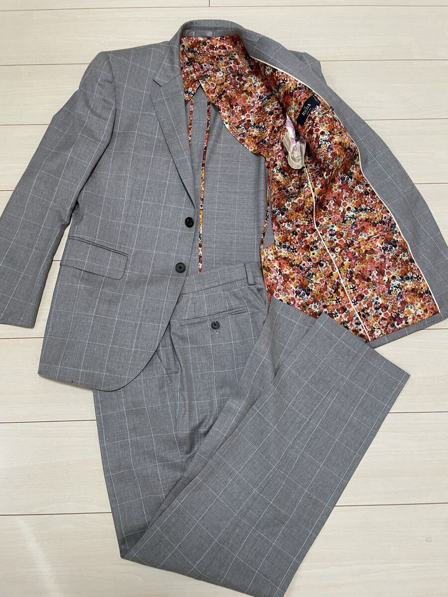 【超美品】ポールスミス Paul Smith スーツ セットアップ REDA生地ダブルネームタグ 裏地マルチカラー花柄 サイズM2 サイドベント拍卖
