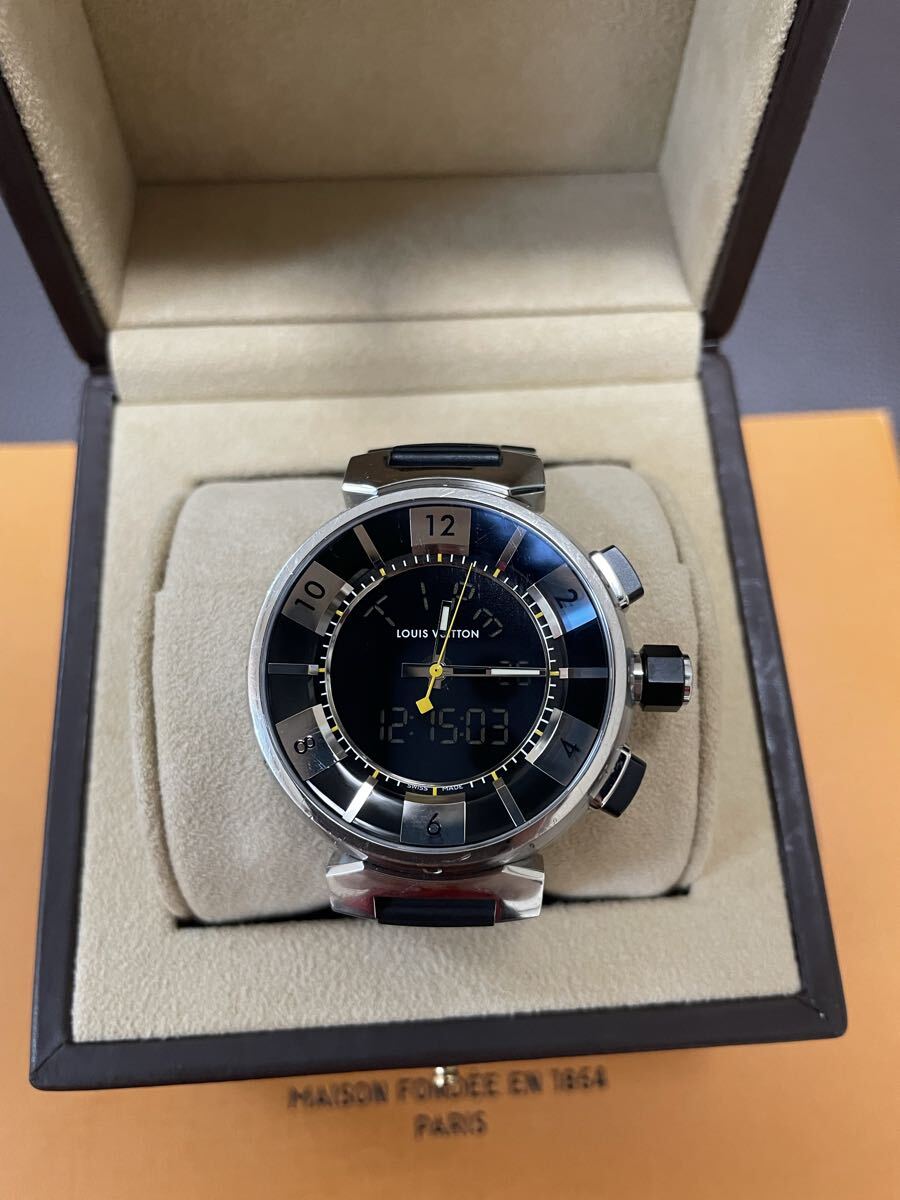 【超レア】LOUIS VUITTON ルイヴィトン 腕時計 タンブールinブラック 針+デジタル 「電池交換・オーバーホール済」 Q118F1拍卖
