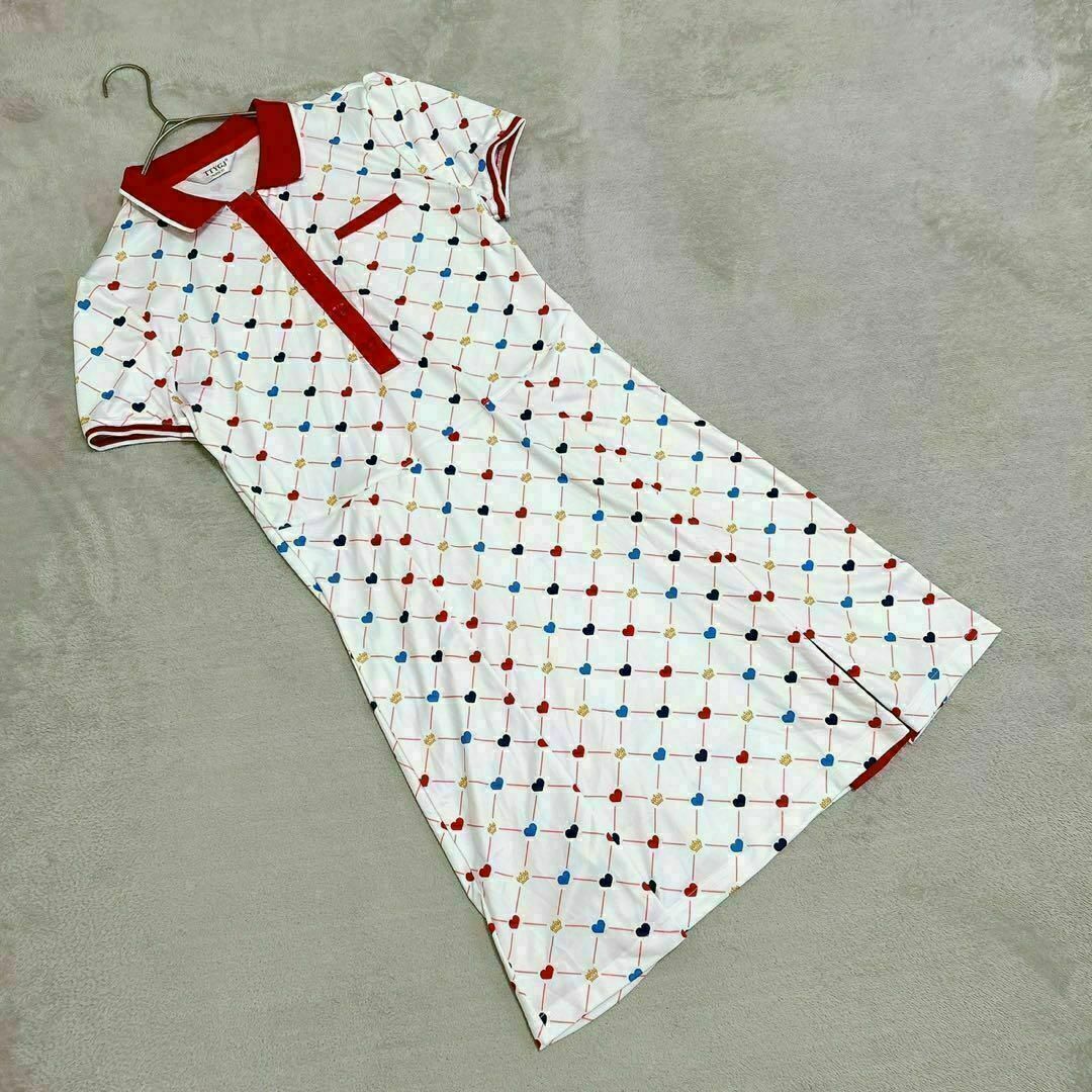 【TTYGJ】(XL) 総柄 半袖 ゴルフ スリッド ミニ丈 ポロワンピース拍卖