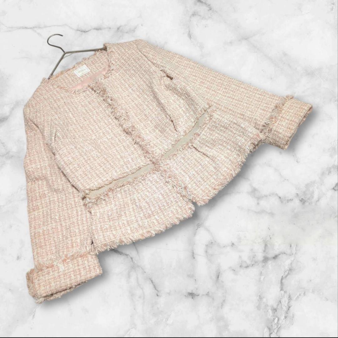 【カーラ】Cara(MC)ノーカラージャケット ツイード柄 ラメ 入学式 入園式 フォーマル拍卖