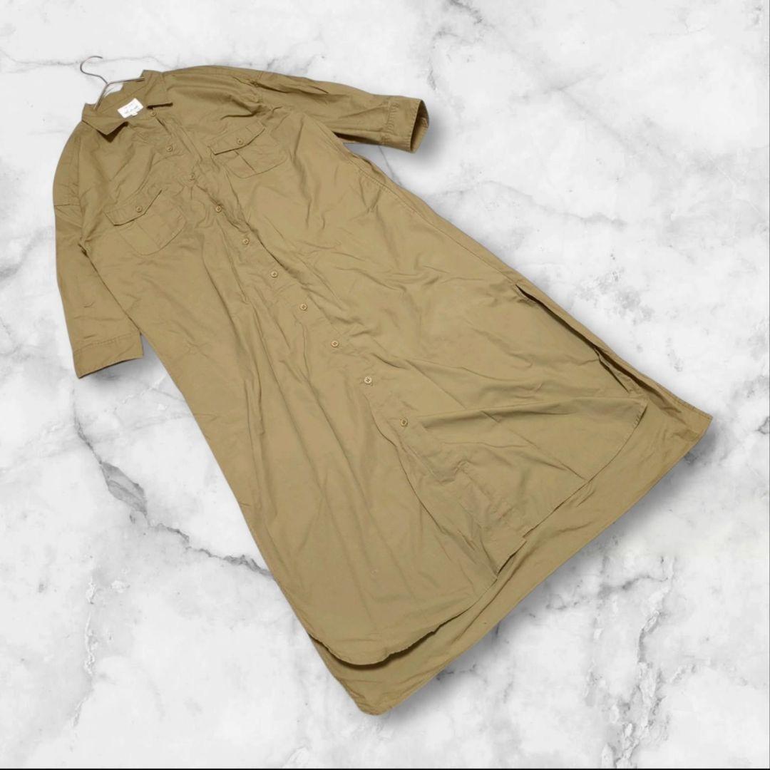 【ルジュン】LE JUN(F)シャツワンピース ロング丈 無地 コットン拍卖