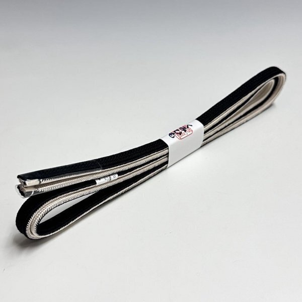 送料全国一律360円 新品未使用品 リバーシブル 正絹 三分紐 黒xオフホワイト拍卖