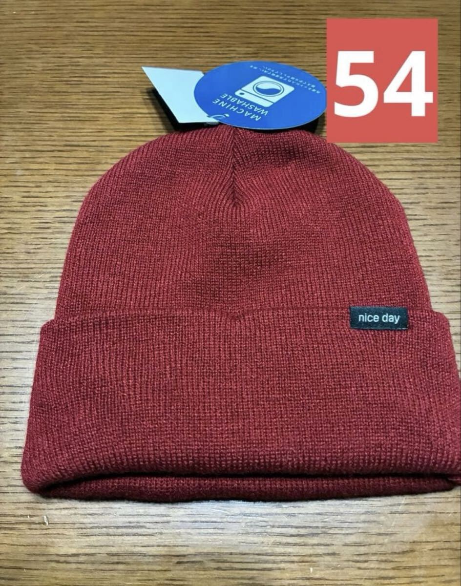 nice day 赤 ニット帽 フリーサイズ 54cm s洗えるニット帽子 新品拍卖