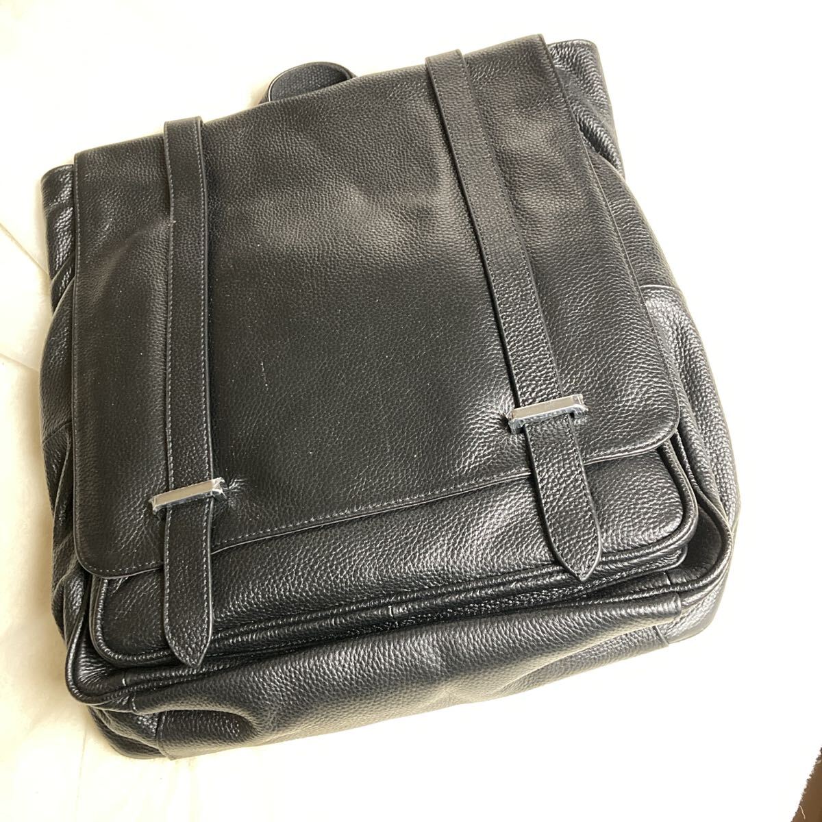 メンズ ビジネスリュク 本革 レザー バッグ 黒 ブラック バックパック 【新品】拍卖