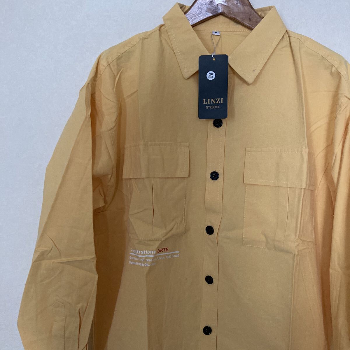 長袖 シャツ メンズ M イエロー 黄色 カジュアル【新品】拍卖