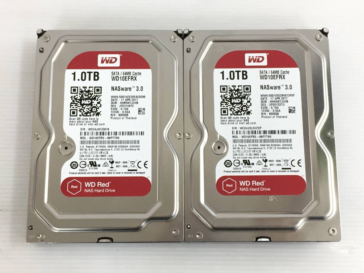 〇【2台セット】Western Digital WD10EFRX 1TB 3.5インチ SATA WD Red 消去済 正常 ハードディスク 動作品拍卖