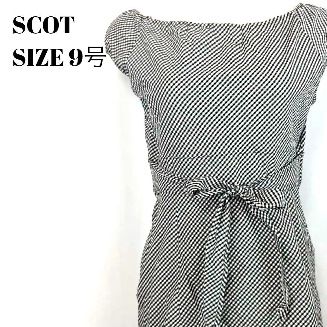 SCOT CLUBスコット クラブ チェック ノースリーブ ワンピース リボン拍卖