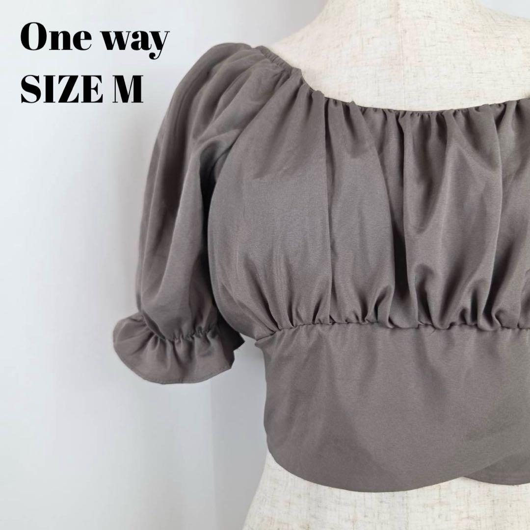 One way ワンウェイ ギャザーブラウス オフショル リボン パフスリーブ拍卖