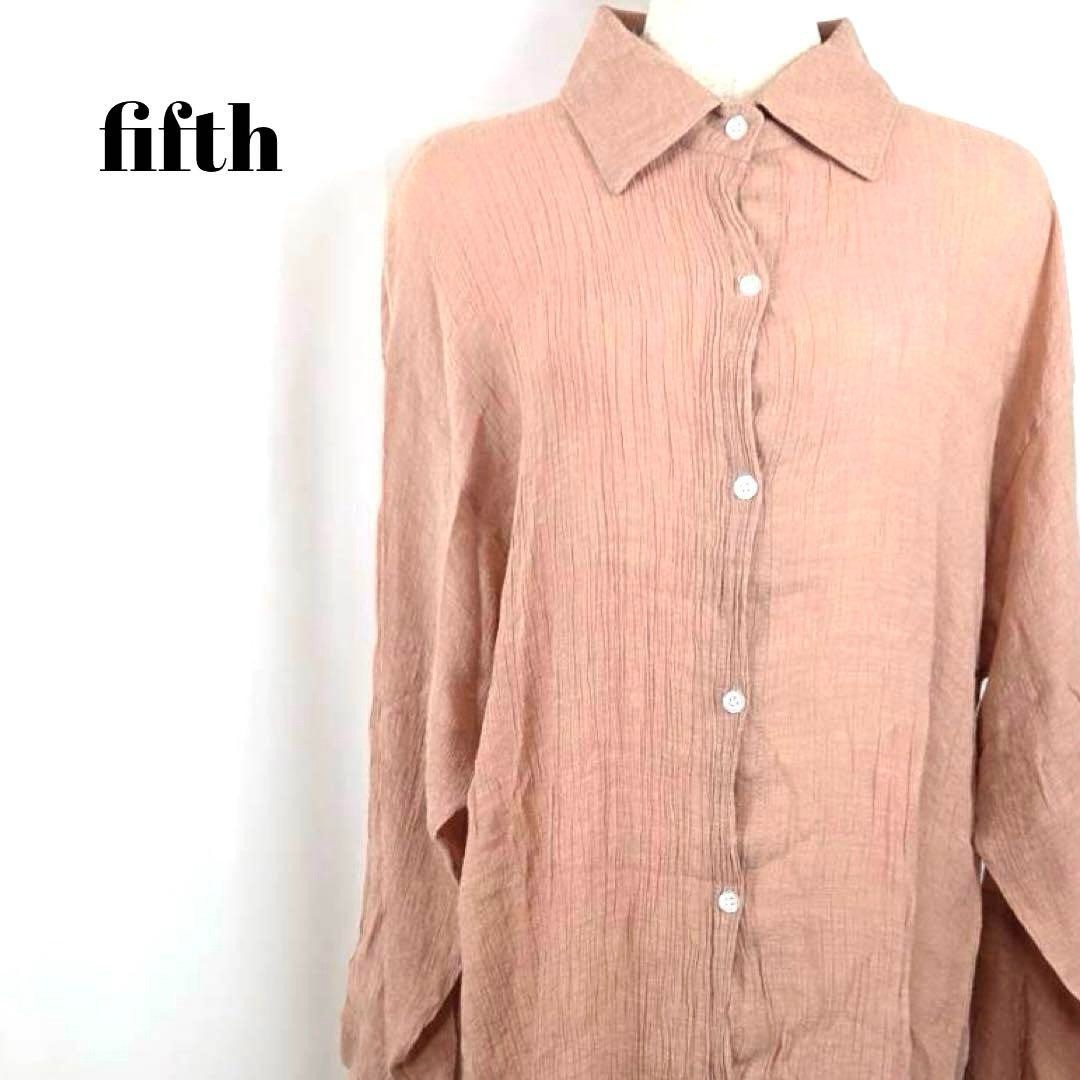 fifth フィフス ピンク ガーゼ素材風ロングシャツ 長袖ボ タンシャツ拍卖