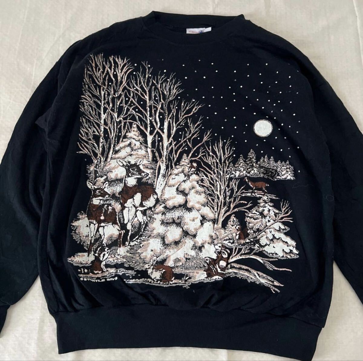 USA製 90's vintage Turtle Bay 景色 鹿 スウェット ビンテージ トレーナー アート拍卖