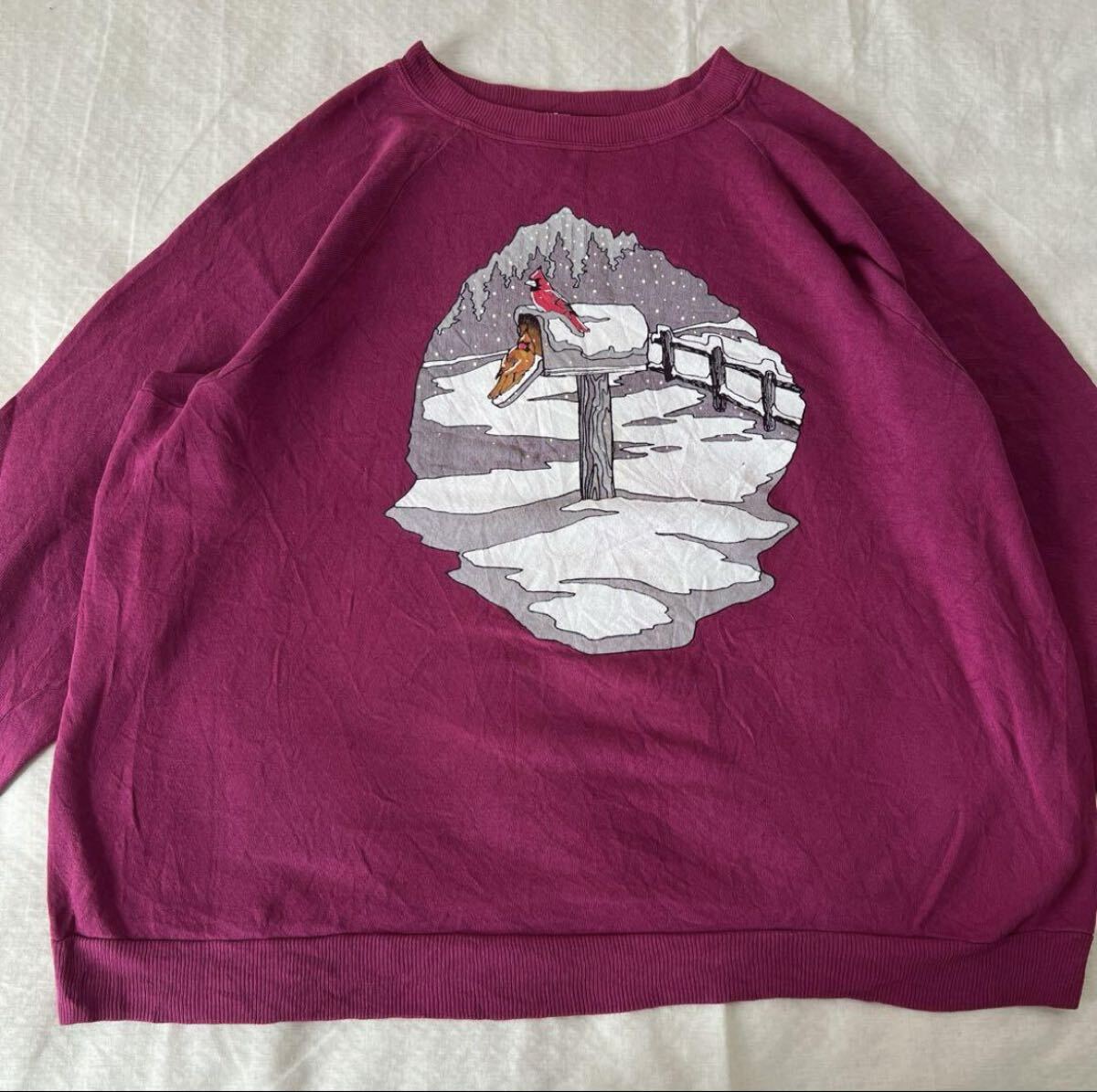 90's vintage Hanes Herway 冬 景色 スウェット ビンテージ トレーナー 拍卖