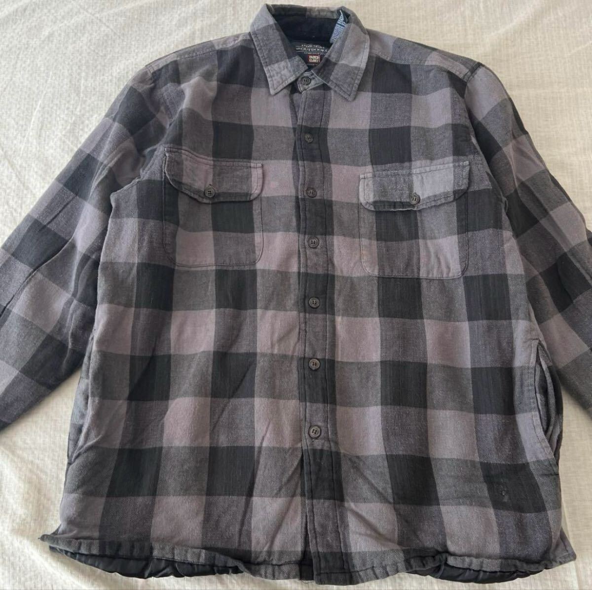 US古着 FADED GLORY 裏地付 ブロックチェック柄  長袖シャツ ネルシャツ チェック拍卖