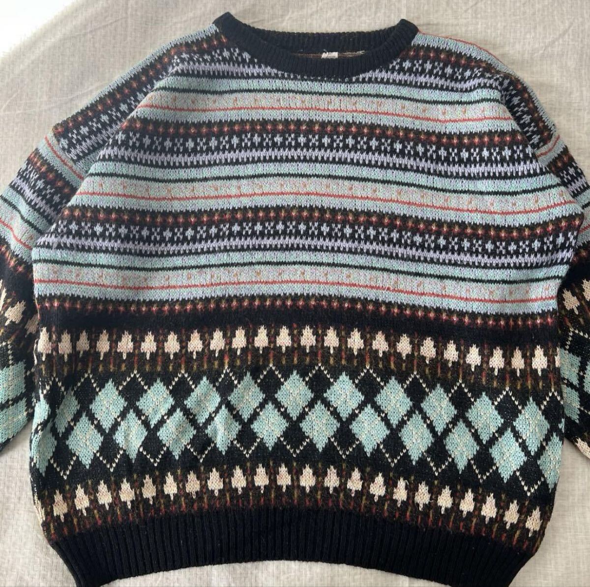 イタリア製 ビンテージ vintage 総柄 ニット セーター拍卖