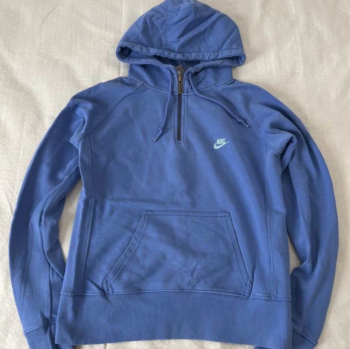 US古着 NIKE ナイキ ハーフジップ パーカー フーディー バックプリント付拍卖