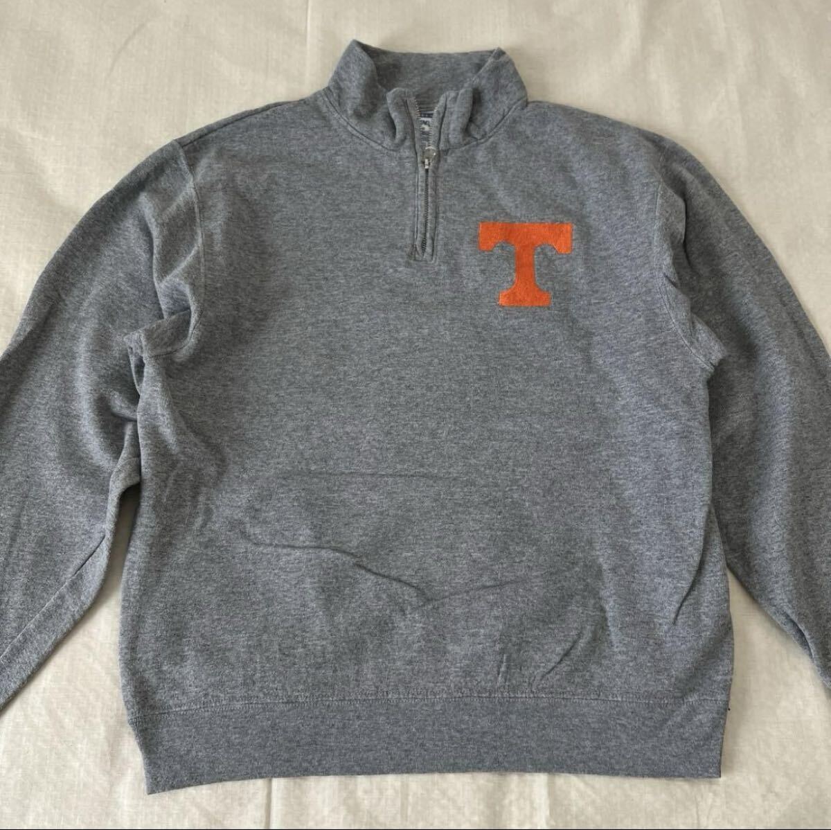 US古着 JERZEES ハーフジップ T 刺繍 スウェット拍卖