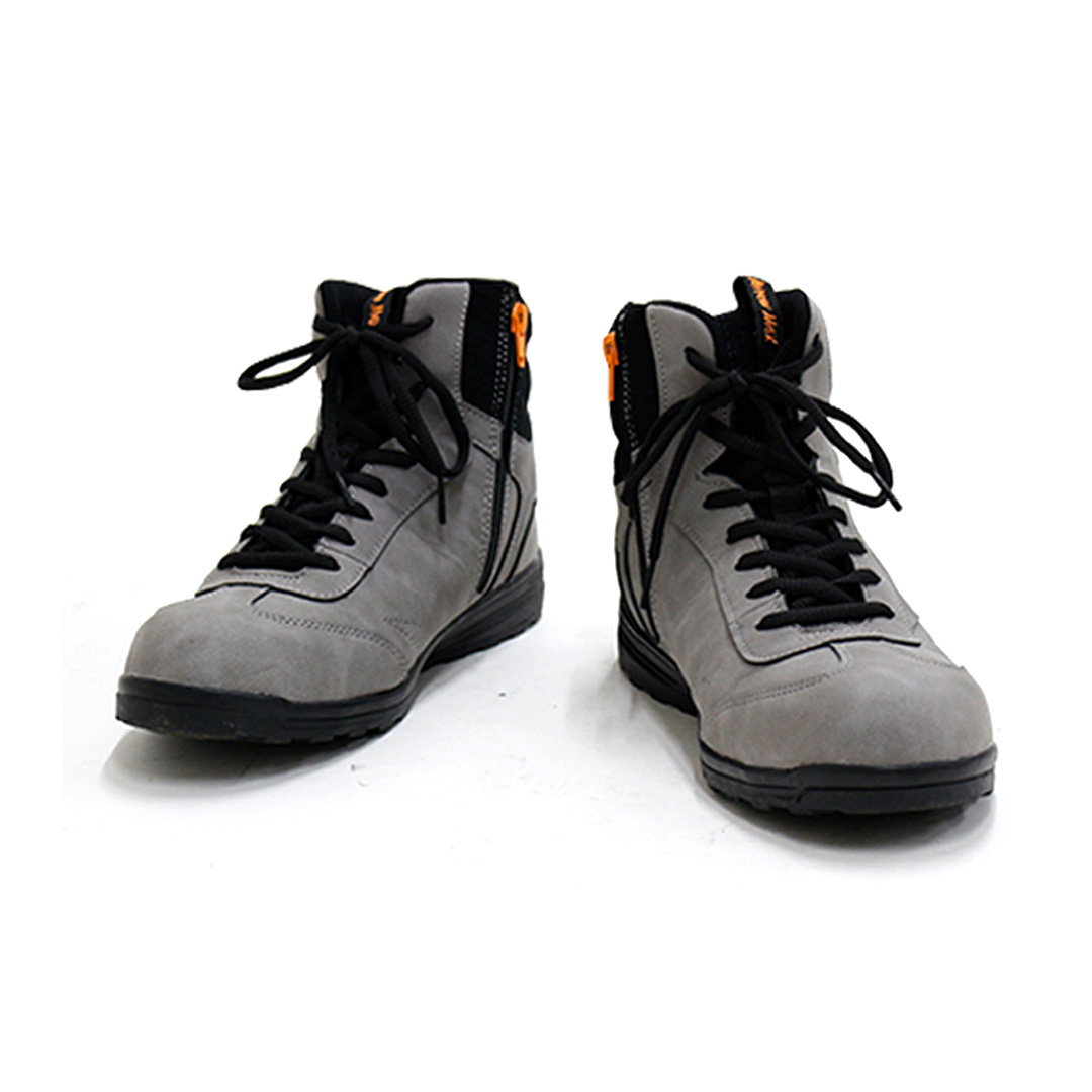 バイクシューズ ライディングシューズ バイクスニーカー (グレー 27cm) 履きやすい ファスナー 先芯 スニーカー カジュアル ツーリング拍卖