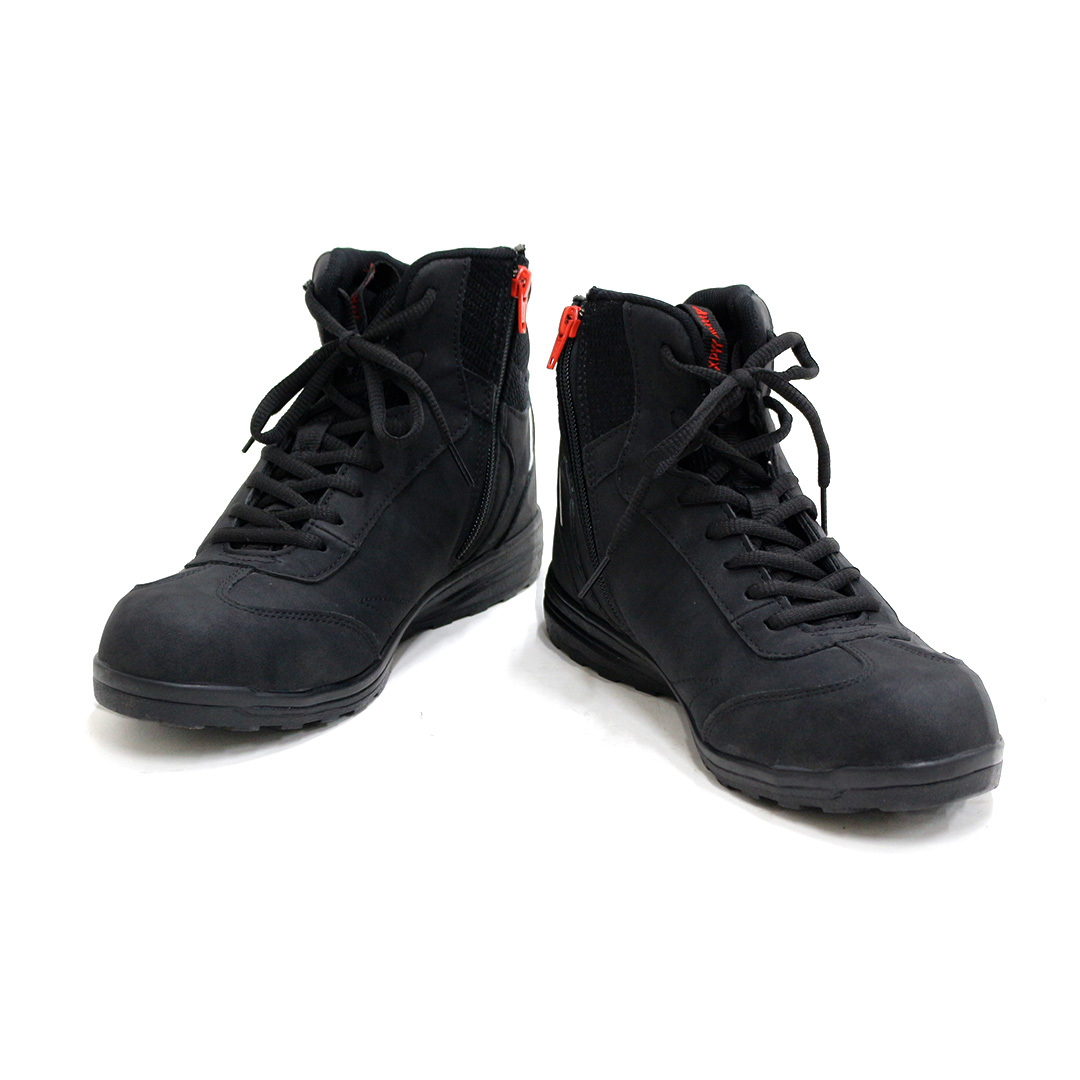 バイクシューズ ライディングシューズ バイクスニーカー (ブラック 28cm) 履きやすい ファスナー 先芯 スニーカー カジュアル ツーリング拍卖