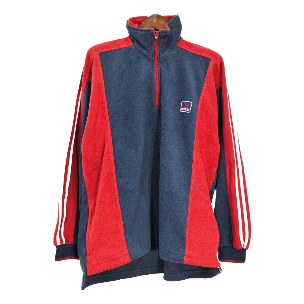 00年代 adidas アディダス ハーフジップ フリースジャケット スポーツ ネイビー (メンズ L) 中古 古着 S7112 1円スタート拍卖