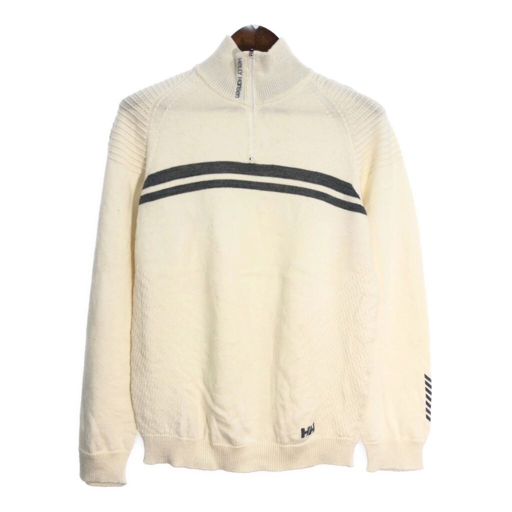 HELLY HANSEN ヘリーハンセン ハーフジップ ウールニット セーター アウトドア アイボリー (メンズ XL) 中古 古着 T0778 1円スタート拍卖