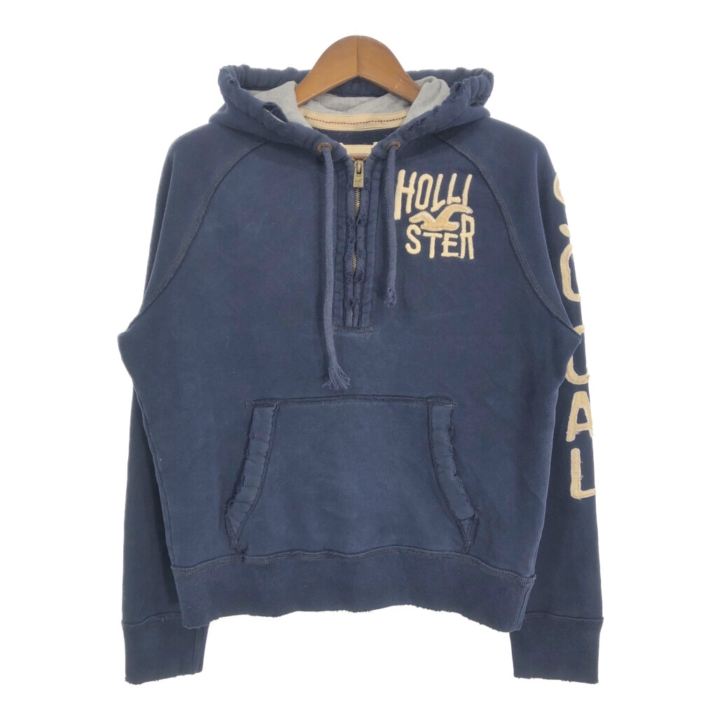 Hollister ホリスター ハーフジップ スウェット パーカー ネイビー (メンズ L) 中古 古着 S9225 1円スタート拍卖