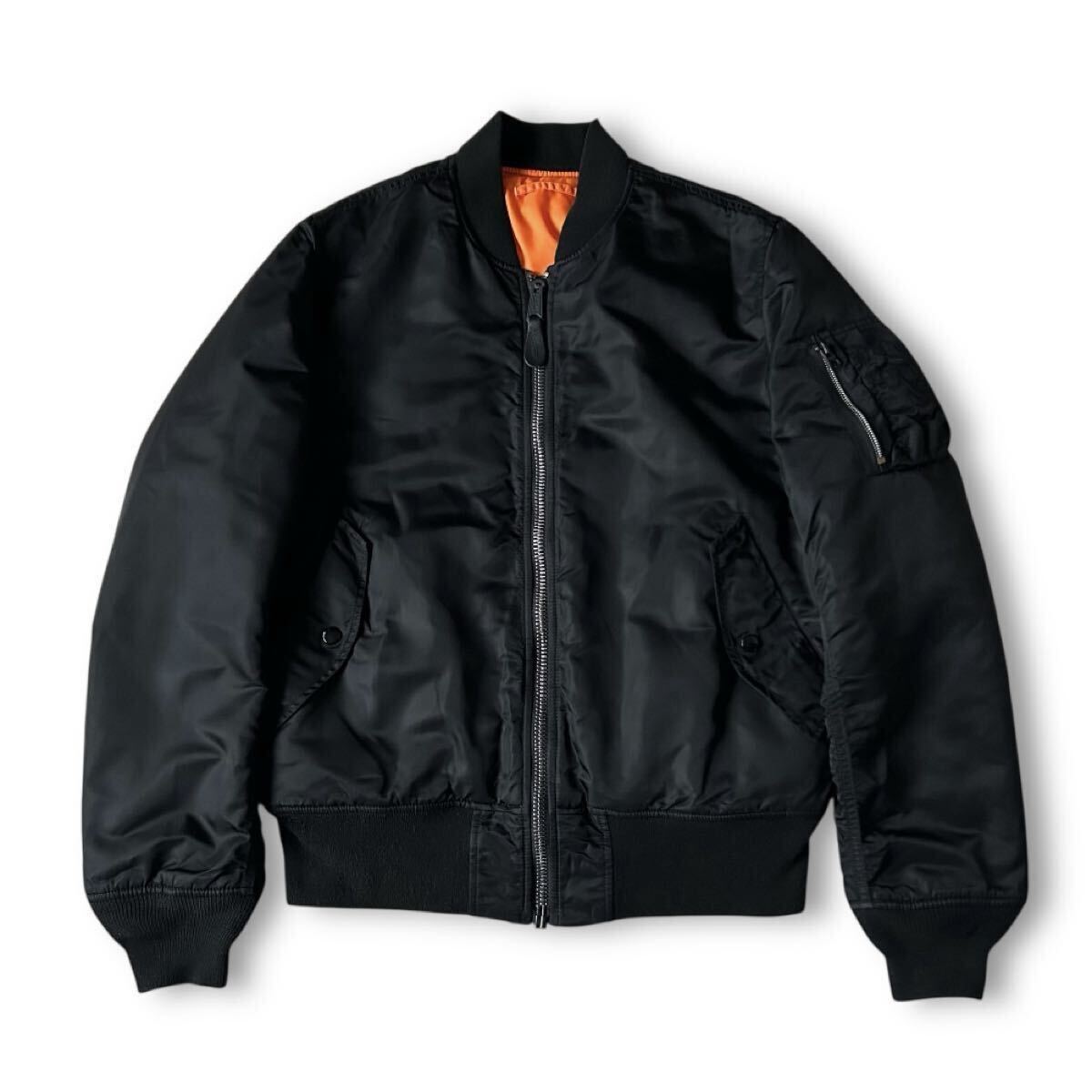 良品 ALPHA INDUSTRIES MA-1 フライト ジャケット L 黒 ブラック アルファ ミリタリー ブルゾン リバーシブル 中綿 ナイロン メンズ拍卖