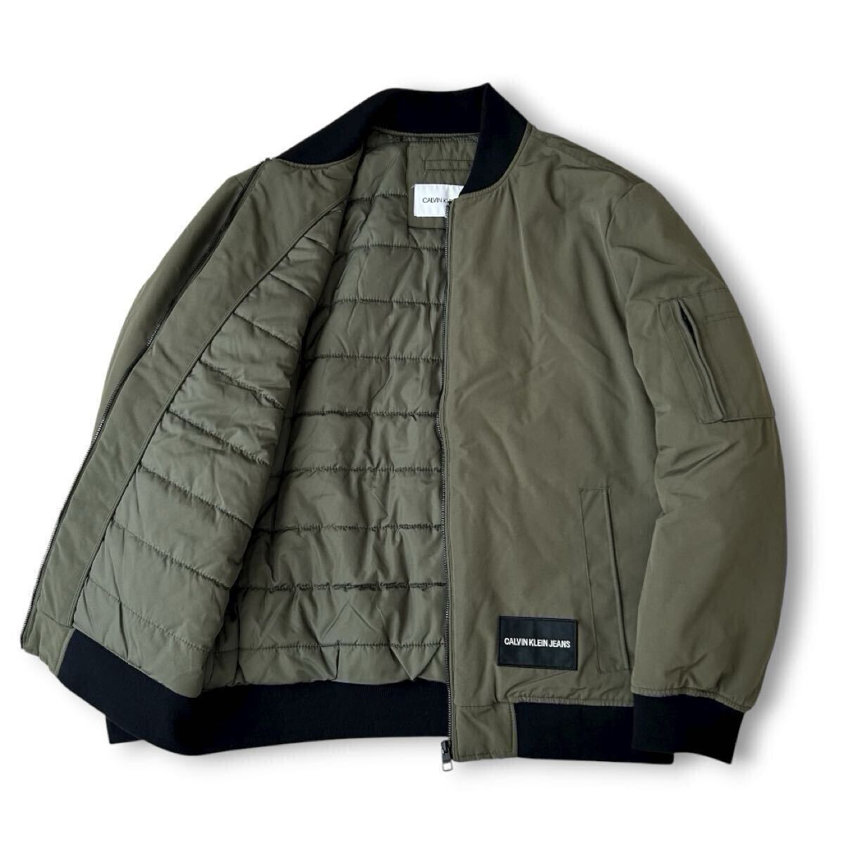 良品 希少L CALVIN KLEIN カルバンクライン MA-1 中綿 ボンバー ジャケット オリーブ ミリタリー フライト ブルゾン メンズ 秋冬拍卖