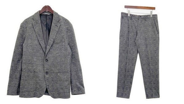 G-STAGE ジーステージ シングル スーツ セットアップ グレンチェック 2ボタン ポリエステル メンズ 上50 下48 グレー系 上下 DM17008■拍卖