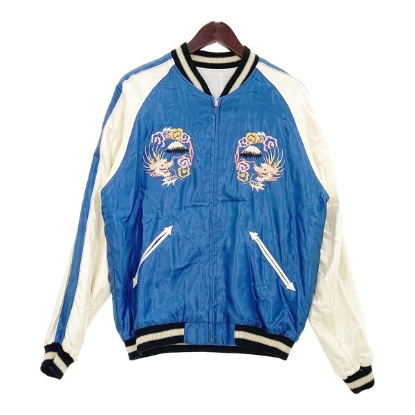 TAILOR TOYO テーラー東洋 スカジャン 美品 2019 リバーシブル TT14331 刺繍 メンズ Lサイズ ブルー ホワイト アウター DM16994■拍卖