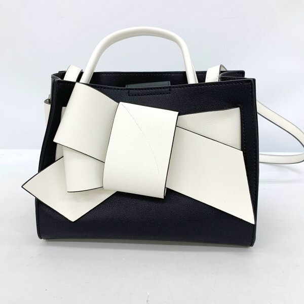 FRAY I.D フレイアイディー バイカラー リボン ミドルバッグ FWGB241321 2WAYバッグ レディース ホワイトブラック 服飾 DF16272■拍卖