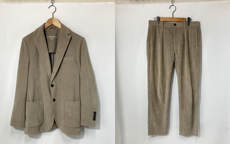 CIRCOLO 1901 チルコロ 1901 セットアップ 3204-404005 コーデュロイ JKT パンツ メンズ サイズ48 Lサイズ相当 ベージュ SETUP A14840◆拍卖