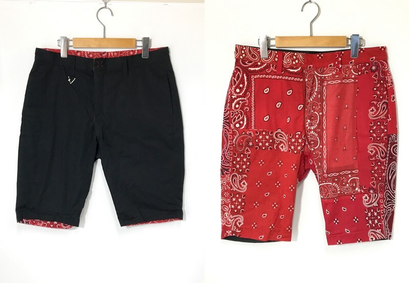 whiz limited ウィズリミテッド リバーシブル ハーフパンツ W2-SS14-SP-49 ショートパンツ 古着 メンズ Lサイズ レッド ボトムス A14356◆拍卖