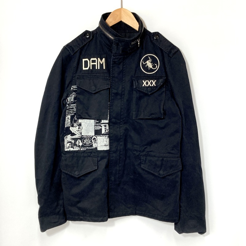HYSTERIC GLAMOUR ヒステリックグラマー ミリタリージャケット 5AB-0322 刺繍 ジャケット 古着 メンズ Mサイズ ブラック アウター A14977◆拍卖
